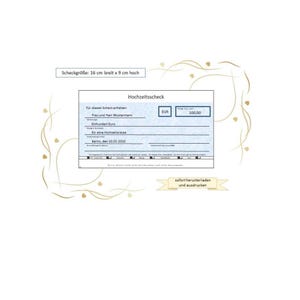Check - Wedding Gift - Wedding Voucher - Check Template - Printable Check - Bank Gift Certificate - Voucher - Customizable