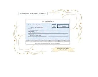 Check - Wedding Gift - Wedding Voucher - Check Template - Printable Check - Bank Gift Certificate - Voucher - Customizable