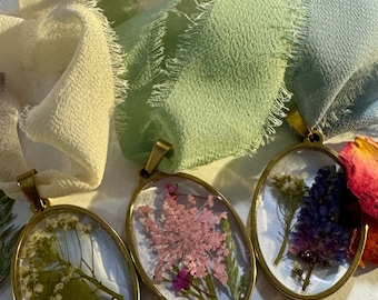Handmade Pressed Flower Resin Pendant