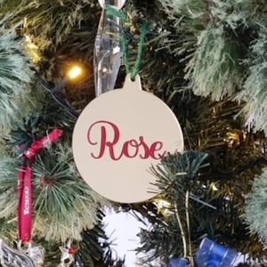 Personalised Christmas Baubles, Flat Christmas Baubles, Flat Baubles, Personalised Christmas Ornaments, Personalised Acrylic Bauble