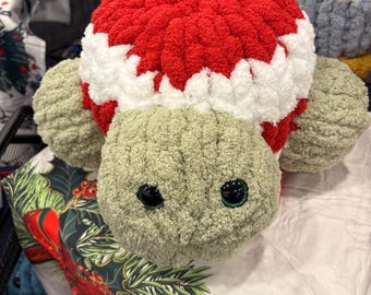 Chunky Hand-knit Candy Cane Turtle