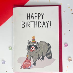 Carte gâteau d'anniversaire raton laveur