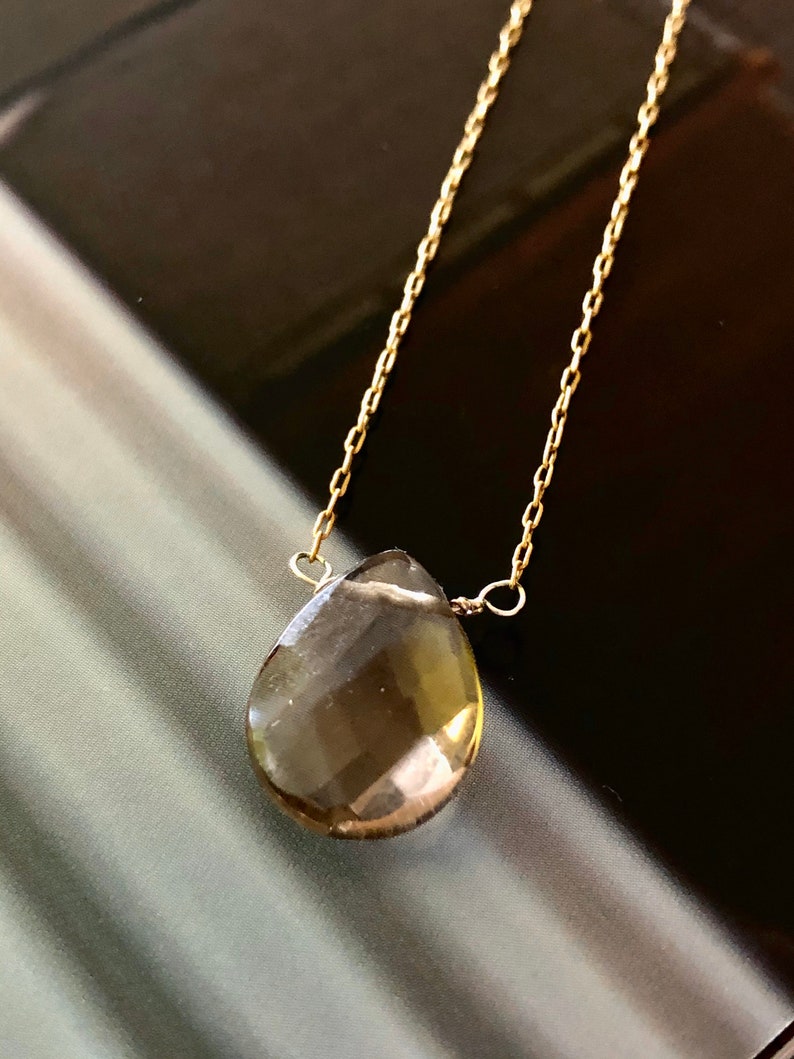 Ombre Faceted Smokey Topaz Topaz Teardrop Pendant Gold Etsy