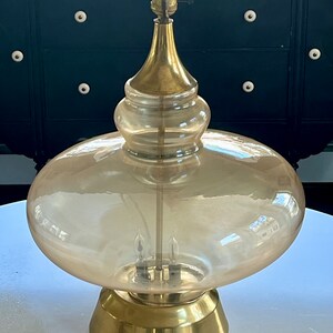 Rare | Vintage | Smoked Glass Genie Lamp | Flicker Light ~ 3 Way light | Italian? | Blown Glass | MCM | Iridescent Gold Glass Lamp | Atomic