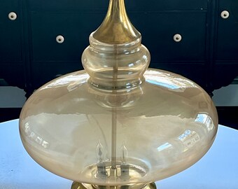 Rare | Vintage | Smoked Glass Genie Lamp | Flicker Light ~ 3 Way light | Italian? | Blown Glass | MCM | Iridescent Gold Glass Lamp | Atomic