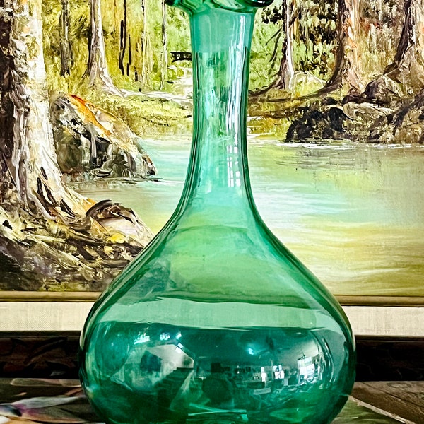 Vintage | Blenko Sea Green Decanter #37 | Blown Glass | Collectible Glass | Bar Cart | Art Glass | Wayne Husted | Blown Glass | Bar Cart