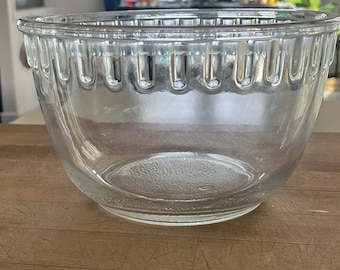 Vintage | Glass Mixing Bowl | Serving Bowl | Clear Patterned Bowl | Wedding Gift | Kitchen | Cooking | Baking