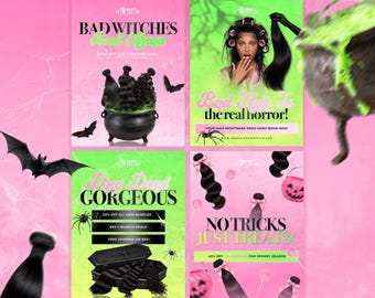 October Bookings Flyer Template Bundle | Hair Halloween Appointment Instagram Content