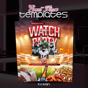 Editable Football Game Night Flyer Template: Bar & Lounge (Canva Editable Digital Download)