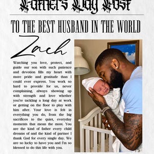 Fathers Day Newspaper Template, Editable Canva Template, Personalized Fathers Day Gift, Printable Fathers Day Card, Fathers Day Digital Gift