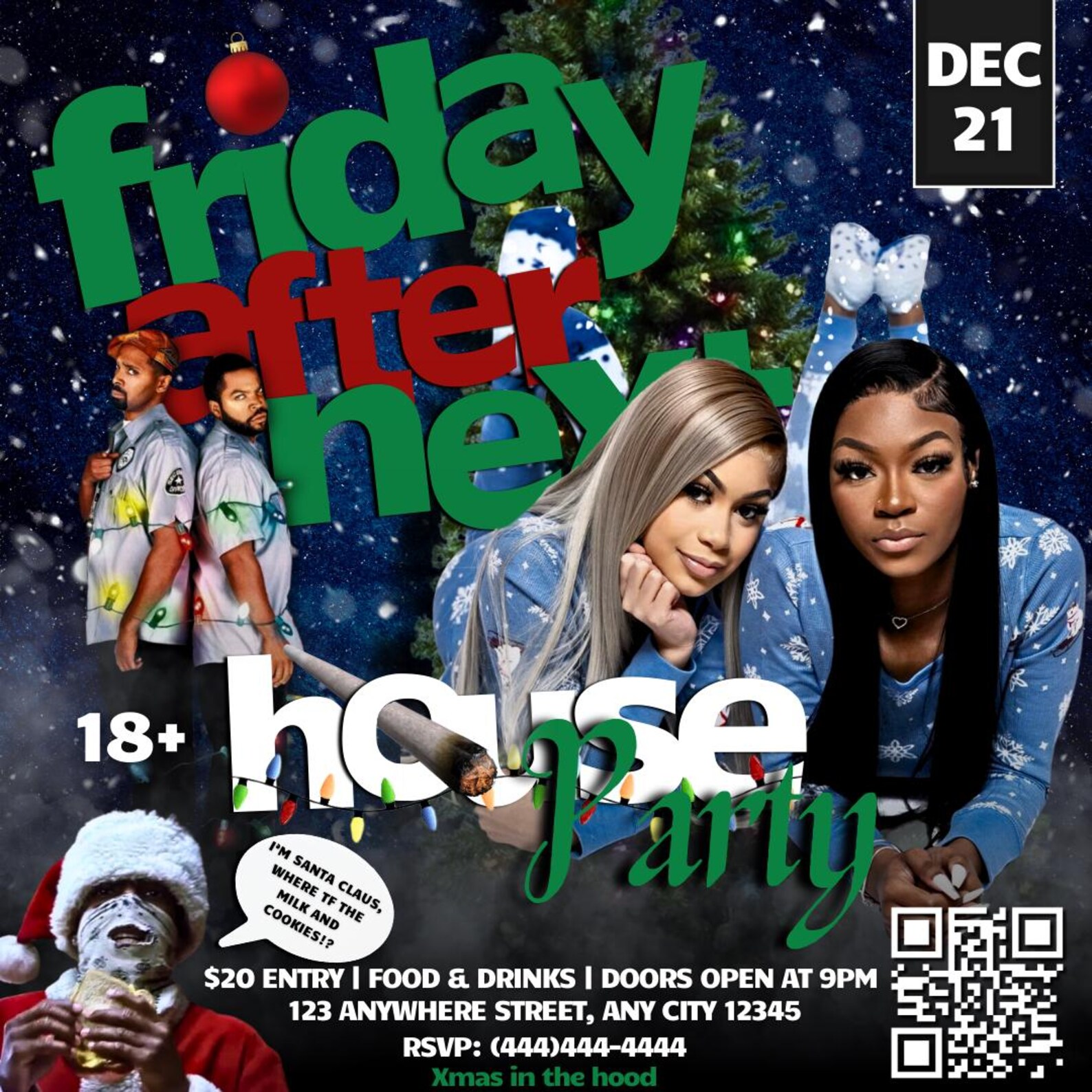 Friday After Next Christmas Party Flyer, House Party Flyer, Flyer