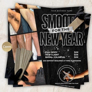 New Year&#39;s Wax Booking Flyer Template: Spa & Holiday