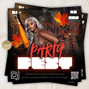 Thanksgiving-feestflyer, Thanksgiving-clubuitnodiging, vrienden geven dineruitnodiging, feestflyer, social media-flyer, bewerkbaar canvas