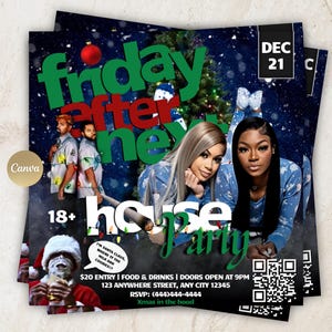 Friday After Next Christmas Party Flyer Template: DIY Event, Adult Party (Digital Download)