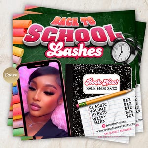 Editable Animated Back to School Lash Sale, Lash deals, Lash extensions sale, Eyelash extensions, classic set, mega volume set, lash sales