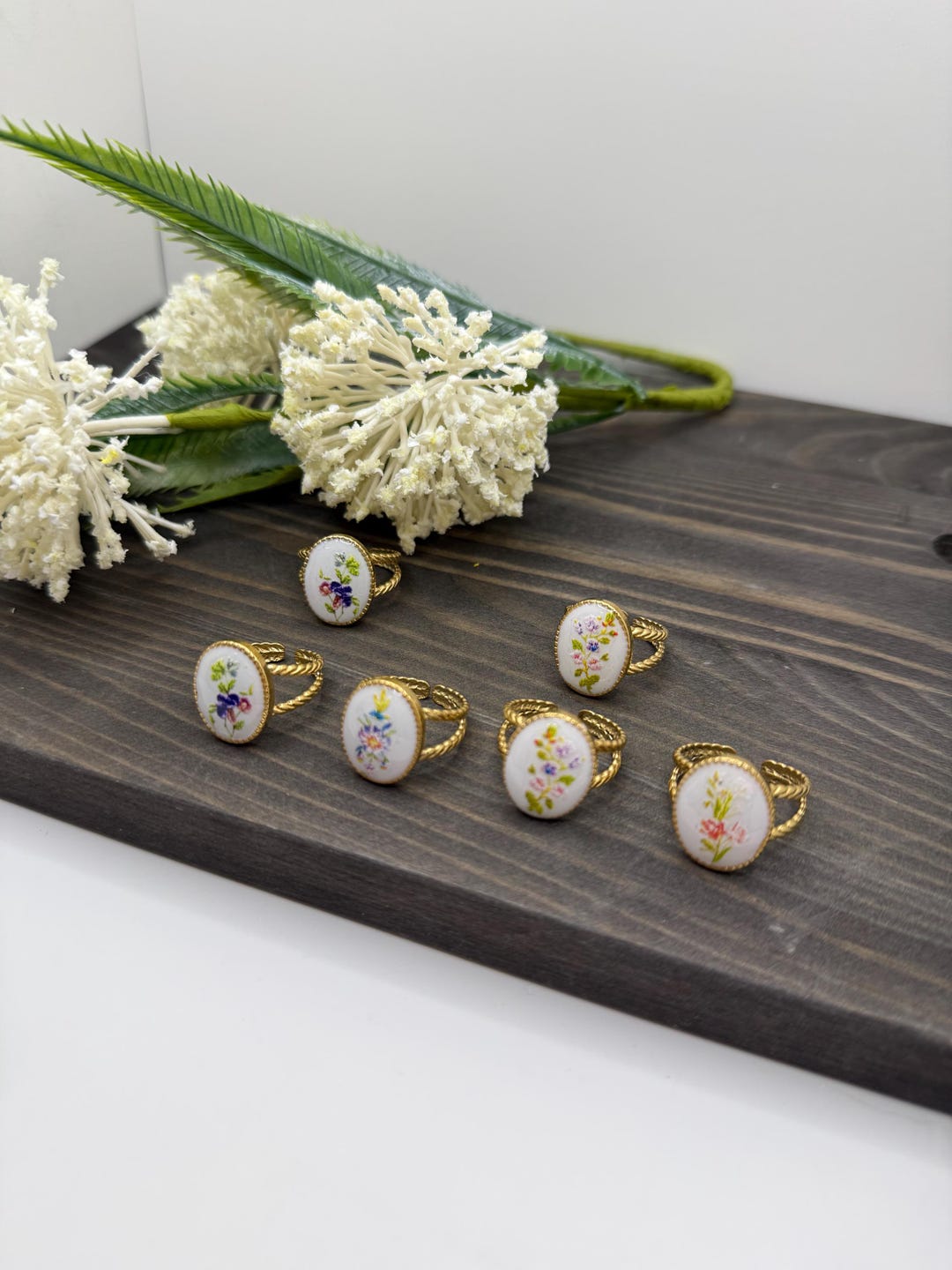 Clay Rings Grey Adjustable Oval Rings | Polymer Clay Rings - Etsy