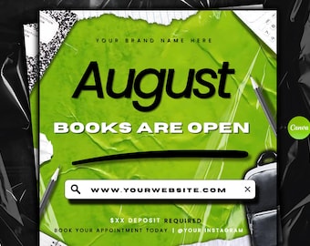 August booking flyer, August flyer