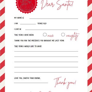 Carta a Papá Noel Descargar plantilla
