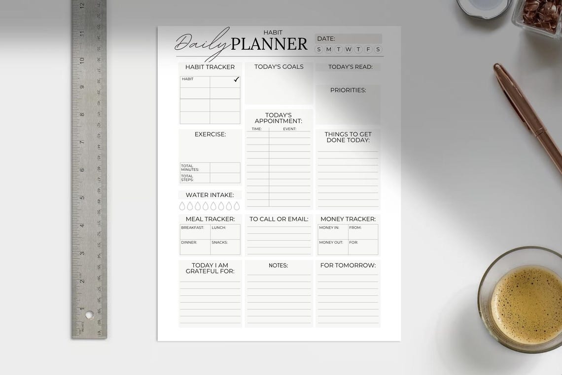 Daily Planner & Habit Tracker | Schedule Routine I Track Goals I Time ...