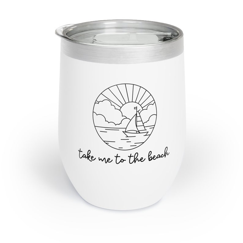 Take Me to the Beach Stainless Steel Wine Tumbler Vacation Wine Tumbler, Girls Trip Gift Idea, Beach Cup Personalized Bachelorette Trip image 1
