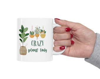 Crazy Plant Lady Mug, Fiddle Leaf Fig, Spider Plant Mug, Plant Lady Gift, Plant Mug Gifts, Boho Botanical Mug, Boho plant gift, Gift for her