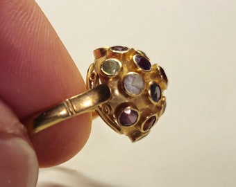 H Stern Sputnik Ring 18k Gold Garnet, Aquamarine, Amethyst, Tourmaline Size 4