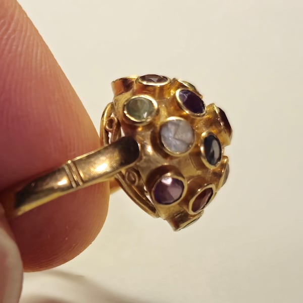 H Stern Sputnik Ring 18k Gold Garnet, Aquamarine, Amethyst, Tourmaline Size 4