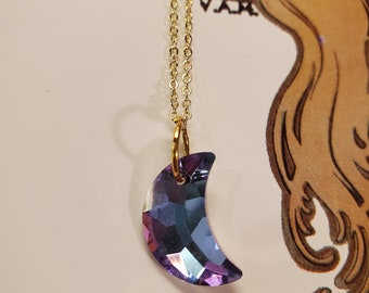 Swarovski Amethyst Moon Gold Necklace