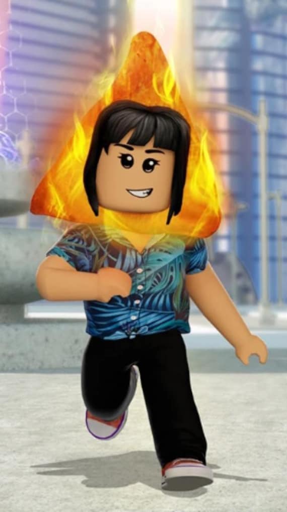 Roblox DLC Flaming Hot Chip Head Hat Limited Edition *DIGITAL Code