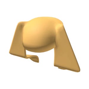 Könnte beinhalten: Ein hellbraunes, abstraktes, 3D-gerendertes Objekt mit einer abgerundeten Oberseite und zwei flachen, flügelartigen Ausbuchtungen auf beiden Seiten. Das Objekt hat eine glatte, matte Oberfläche und scheint aus einem festen Material zu bestehen.