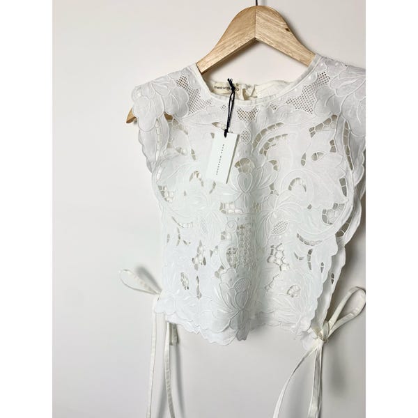 Mesa Workshop Timeless American Vintage Reworked/Repurposed Linen Tie Side Bib Top