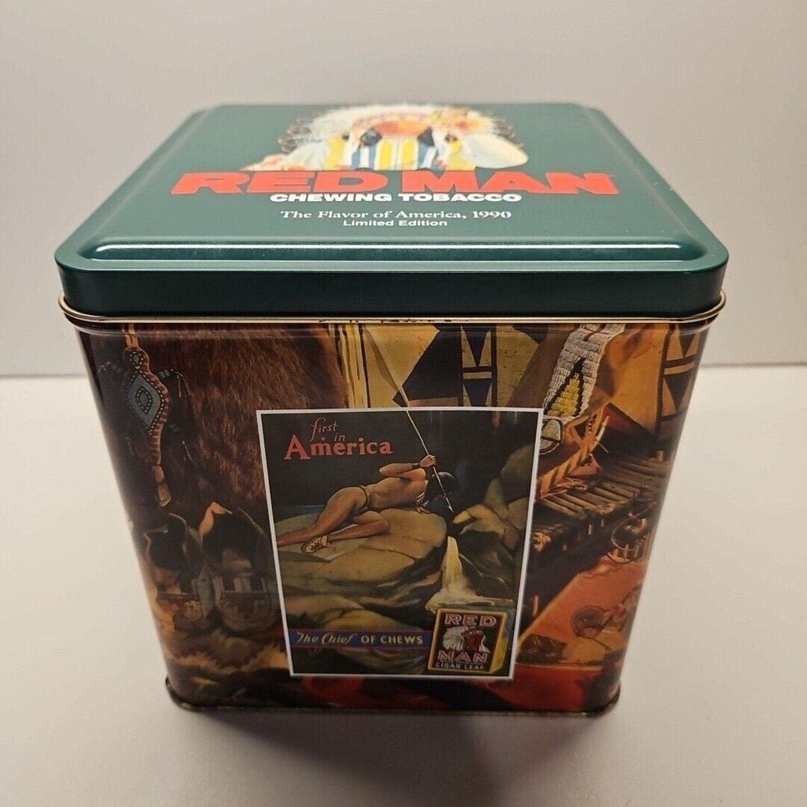 Vintage Red Man Chewing Tobacco Tin Canister 1990 Limited Edition Stash ...