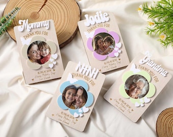 Imán floral para el refrigerador del Día de la Madre, imán para la foto de la nevera de mamá, marco de fotos del Día de la Madre, regalo para mamá, regalo para la abuela, regalo para mamá