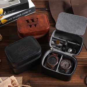 Custom Watch Box for Men, Engraved Travel Watch Box, Leather Travel Watch Case, Travel Jewelry Case, Engraved Travel Watch Box, Gift For Him