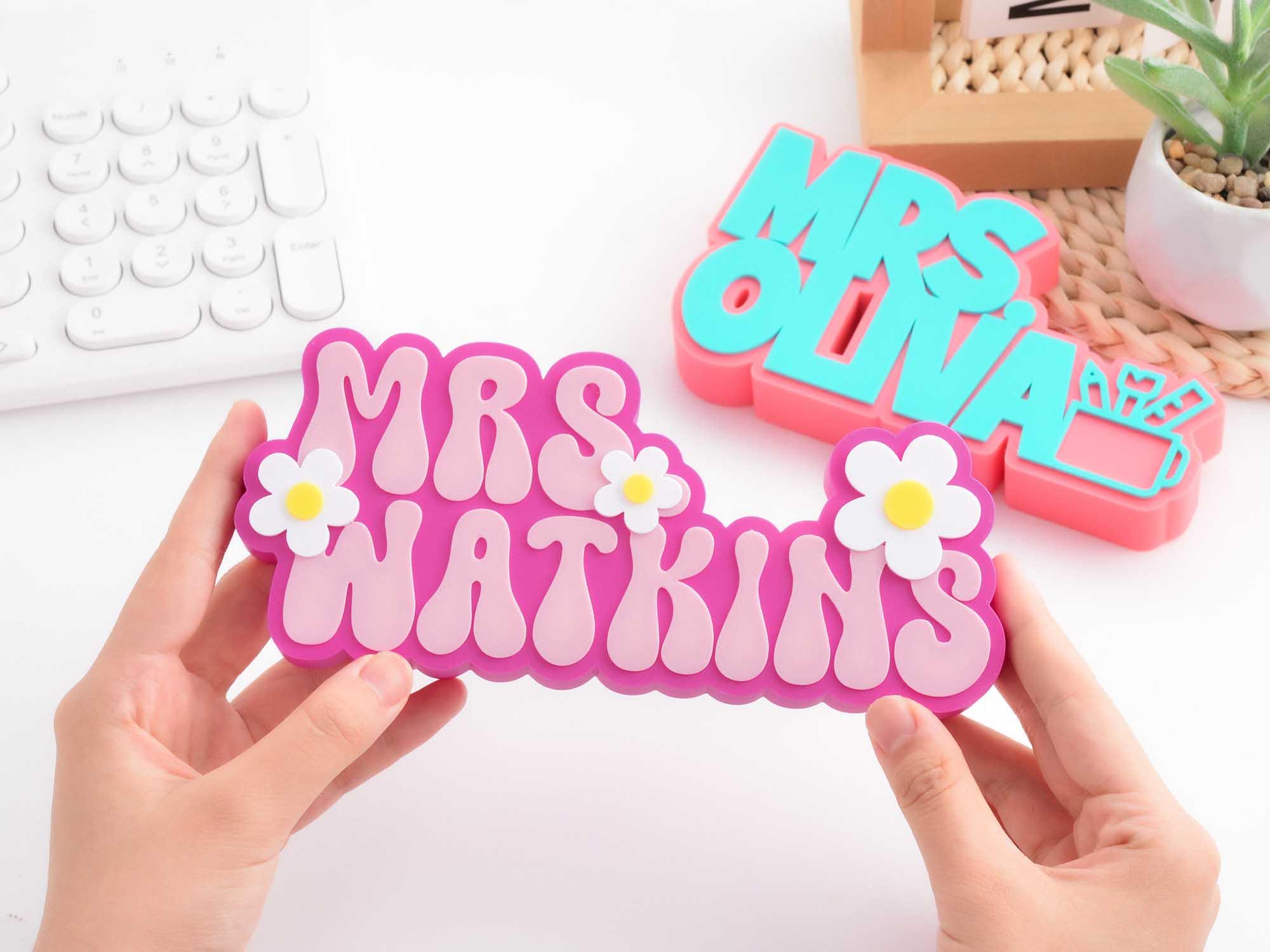 Personalized Teacher Name Plate, Custom Teacher Gift, Teacher Desk Decor, Groovy Name Plate, Daycare Gif, Personalized Teacher Gift