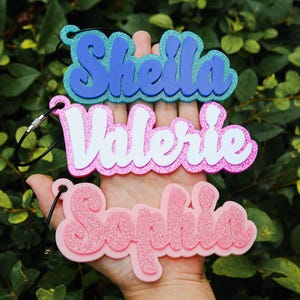 Personalized Backpack Name Keychain-Acrylic Name Tag-Kids Name School bag keychain-Bog Bag Tag-Diaper Bag Tag-Name Plate-Party bag fillers