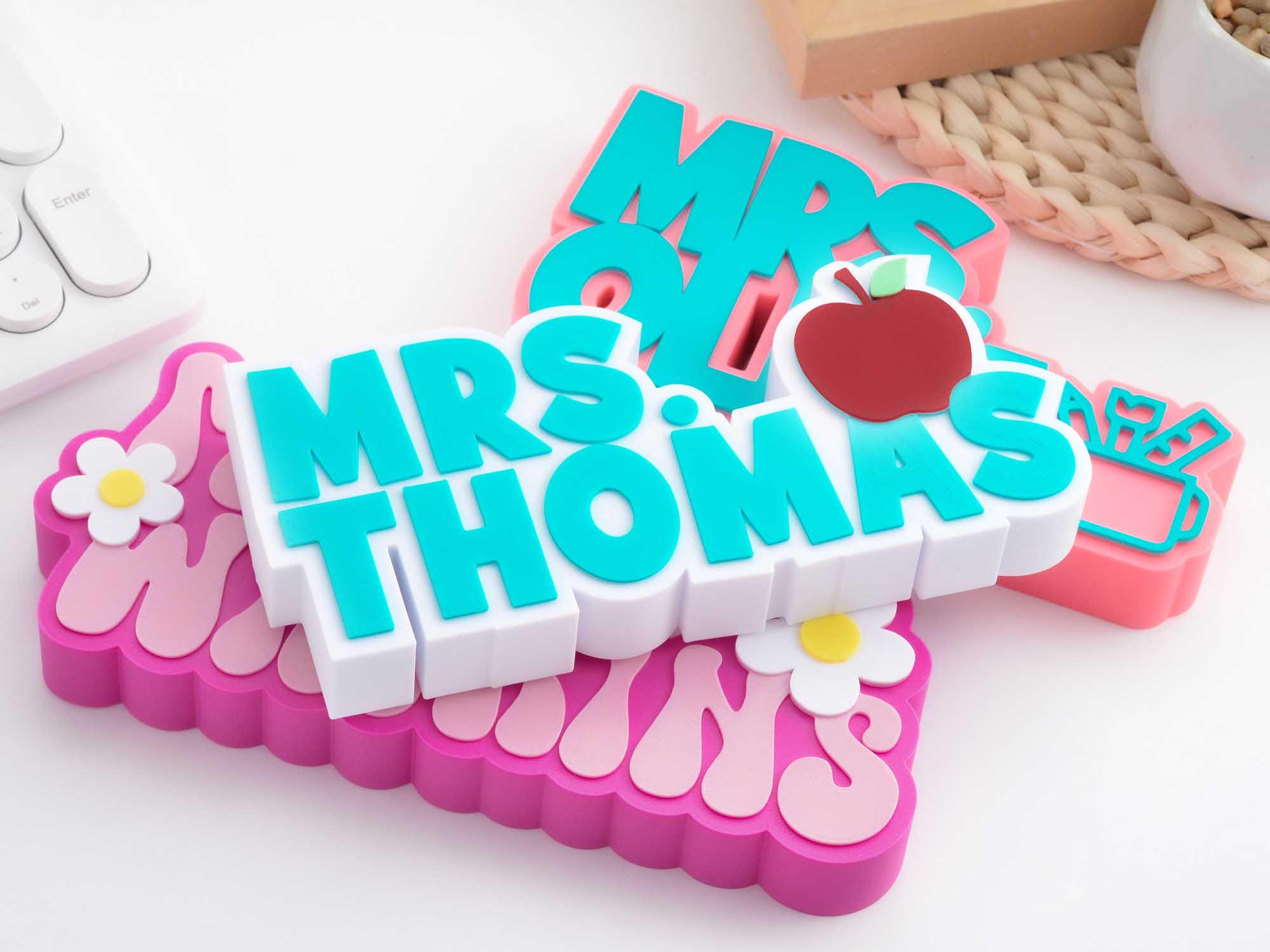 Personalized Teacher Name Plate, Custom Teacher Gift, Teacher Desk Decor, Groovy Name Plate, Daycare Gif, Personalized Teacher Gift