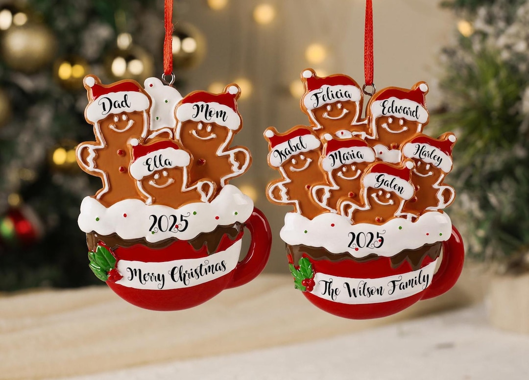 Custom Gingerbread Personalized Gingerbread Family Christmas Ornament, Custom Resin Bauble ...