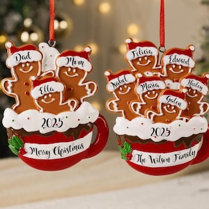 Gepersonaliseerde peperkoek familiekerstbal, aangepaste harsbal