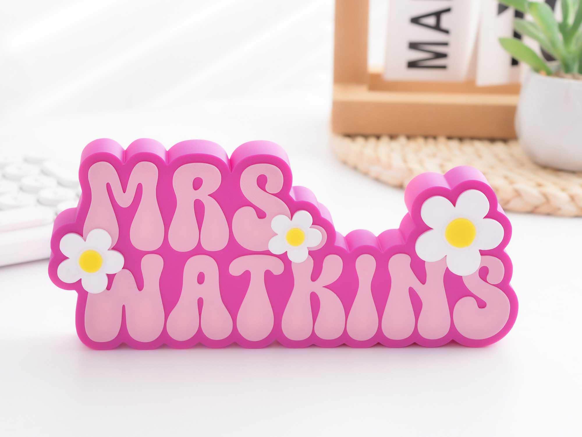 Personalized Teacher Name Plate, Custom Teacher Gift, Teacher Desk Decor, Groovy Name Plate, Daycare Gif, Personalized Teacher Gift