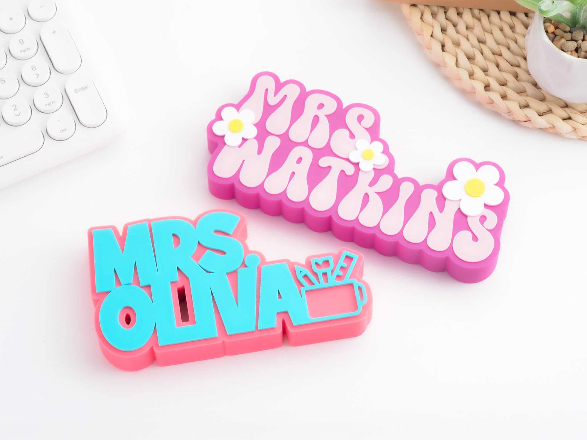 Personalized Teacher Name Plate, Custom Teacher Gift, Teacher Desk Decor, Groovy Name Plate, Daycare Gif, Personalized Teacher Gift