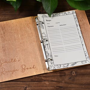 Diário de receitas rústicas com gravura personalizada - presente exclusivo para amantes da gastronomia, livro de receitas para a família, organizador de cozinha