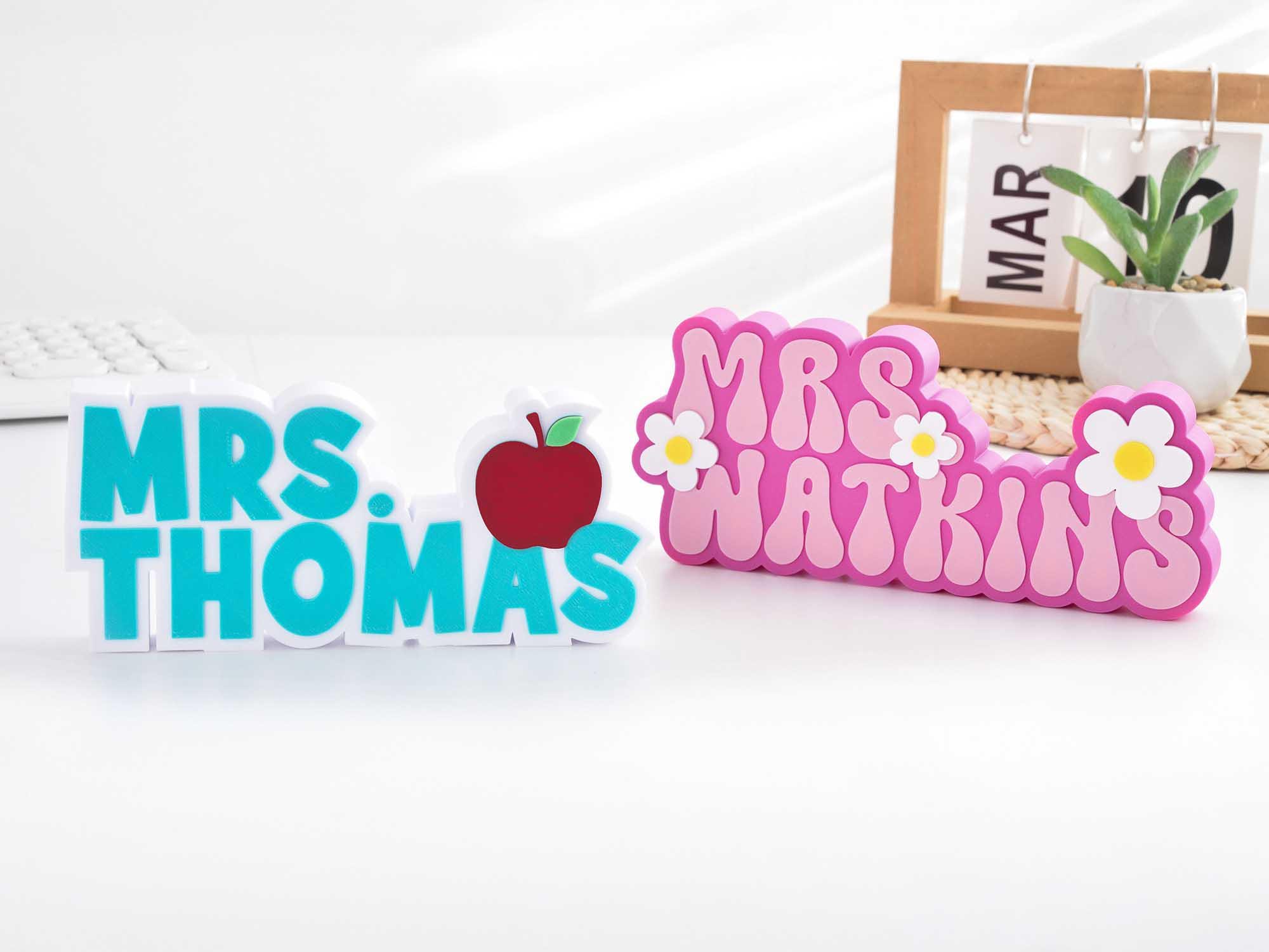 Personalized Teacher Name Plate, Custom Teacher Gift, Teacher Desk Decor, Groovy Name Plate, Daycare Gif, Personalized Teacher Gift