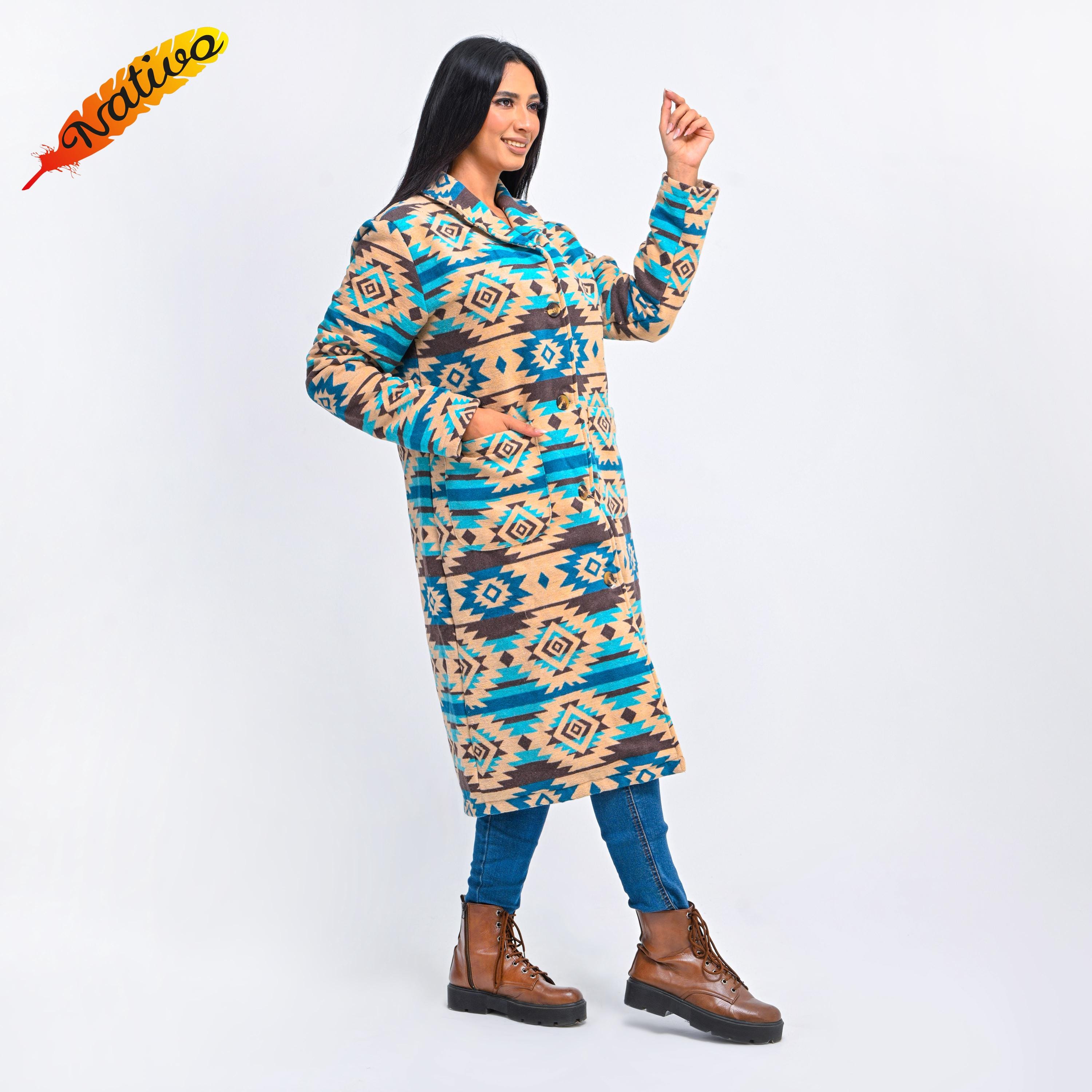 Aztec Pattern Long Flannel Coat - Etsy