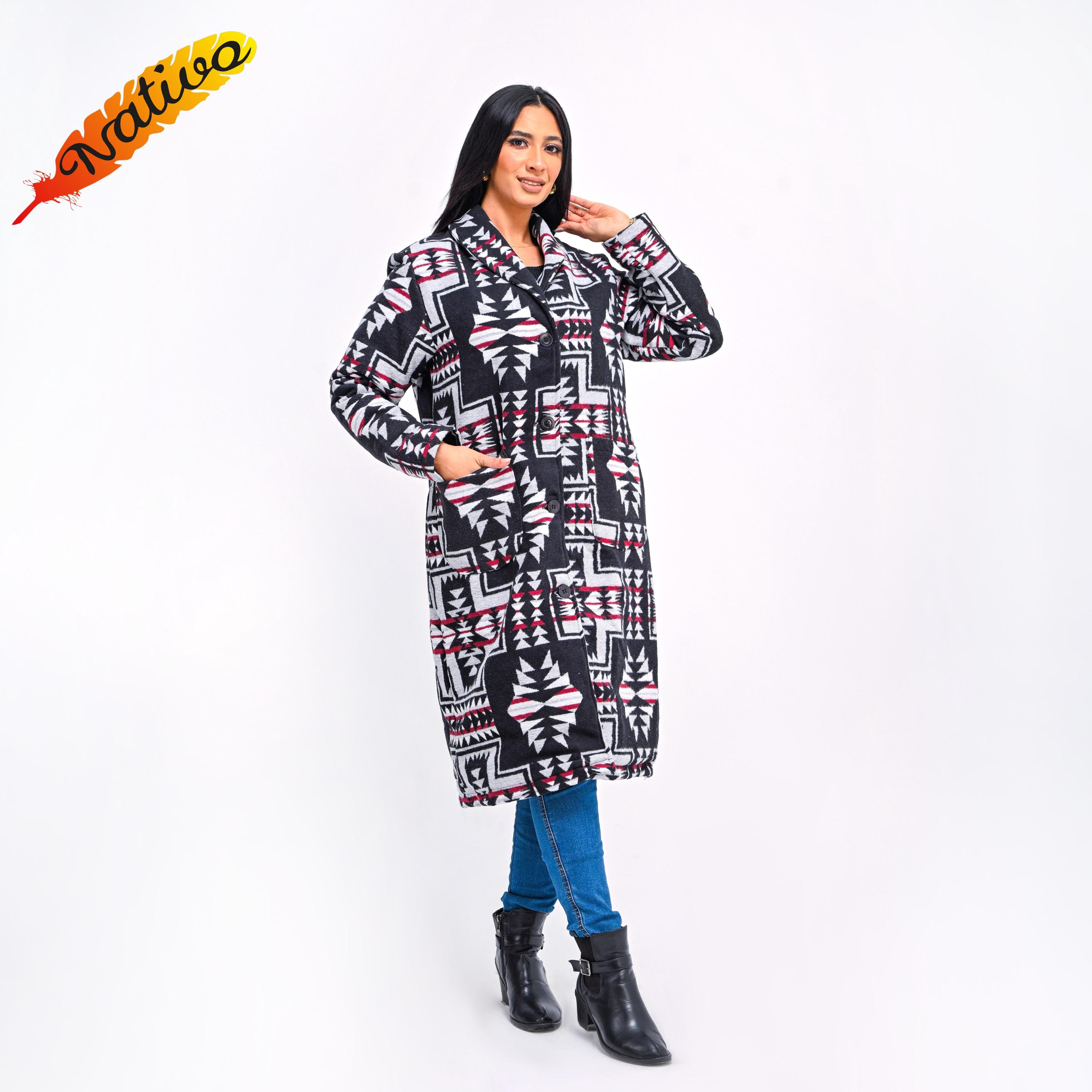 Aztec Pattern Long Flannel Coat - Etsy