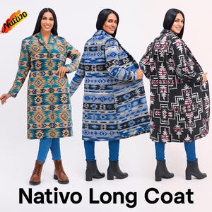 Aztec Pattern Long Flannel Coat