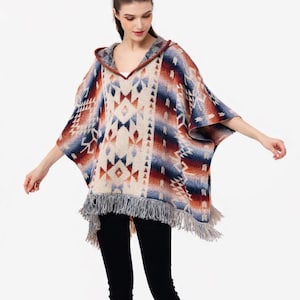 Knit Hooded Poncho: Soft Native Style Wrap Cape