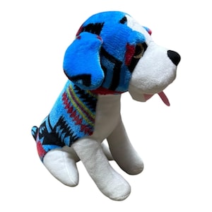 Colorful 10” Plush Dog Toy – Soft Stuffed Puppy with Native-Inspired Design