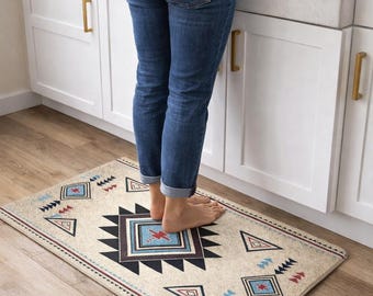 Tapete de cocina antifatiga de estilo nativo americano: 45 x 76 cm, acolchado y cómodo.