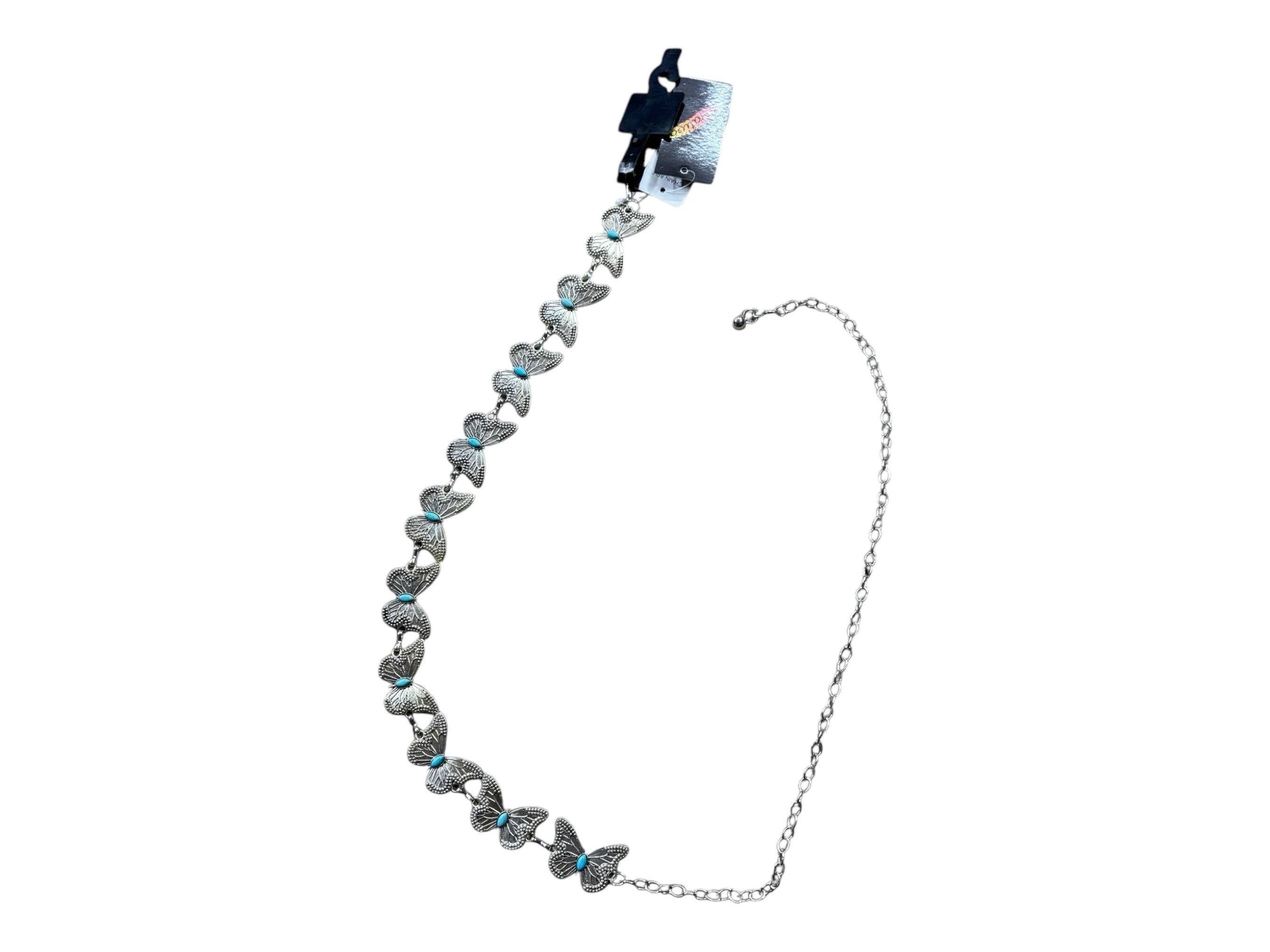 Butterfly Chain Belt – Silver Western Style With Turquoise  display picture 3